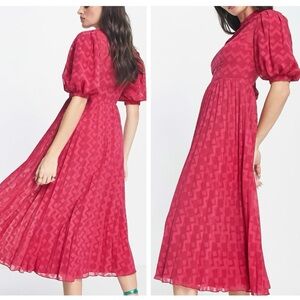 ASOS Vibrant Pink Patterned Midi Dress
